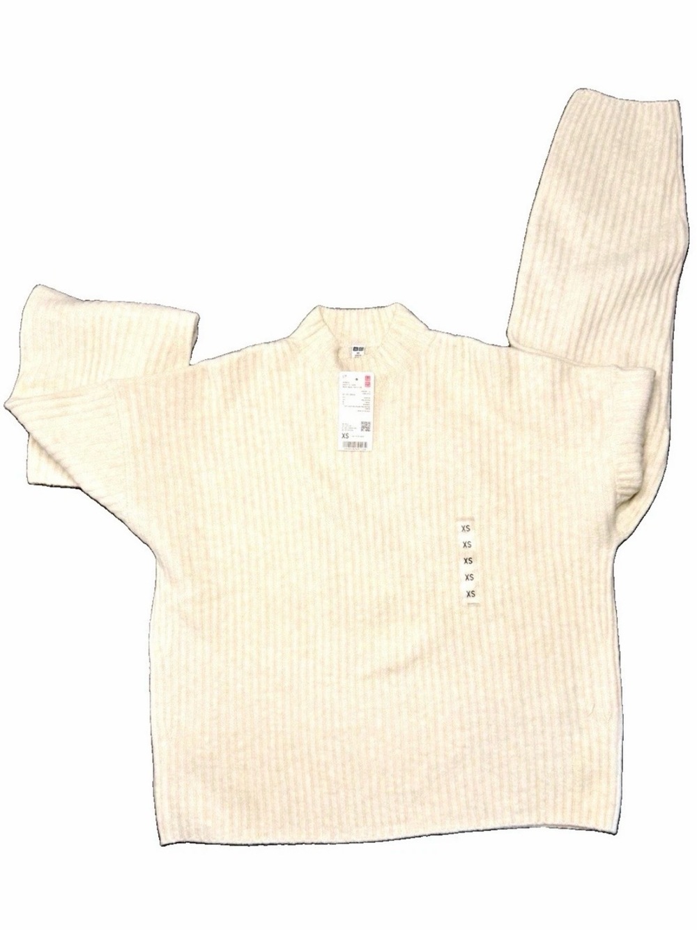 Uniqlo Women's Ribbed Crewneck Sweater in Cream